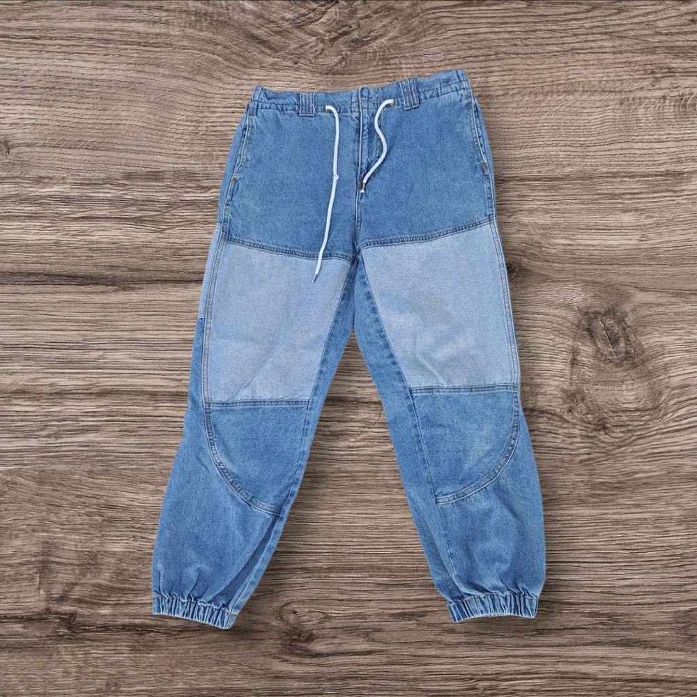 Blue Denim Patchwork Joggers - image 3
